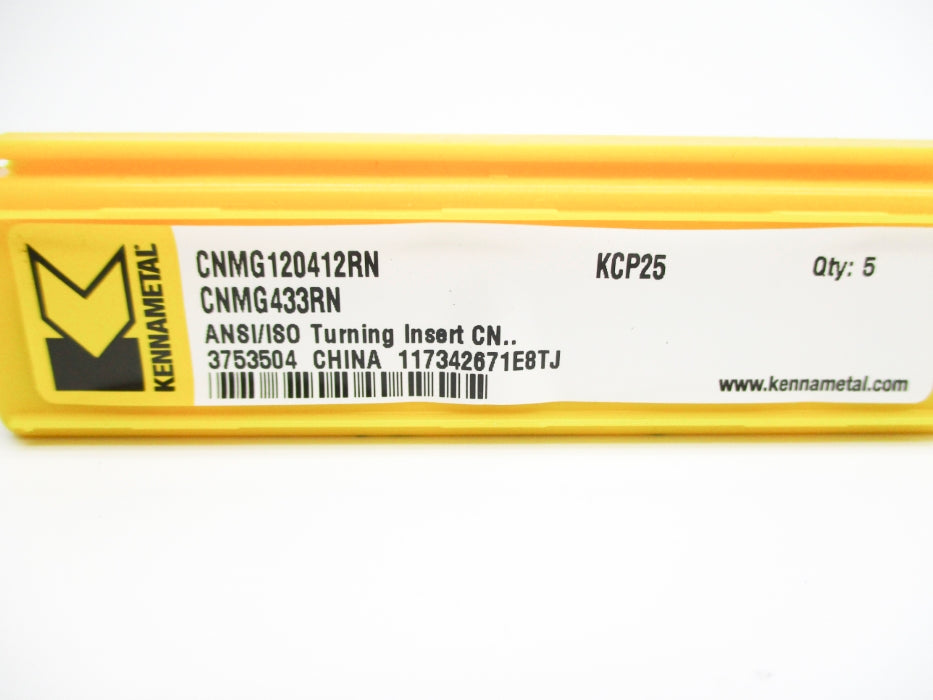 KENNAMETAL CNMG120412RN CNMG433RN-KCP25 (PKG OF 5) NSMP