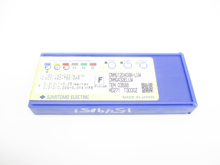 SUMITOMO ELECTRIC CNMG432ELUW-T3000Z CNMG120408N-LUW (PKG OF 10) NSFS