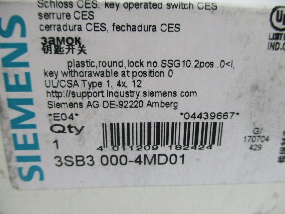 SIEMENS 3SB3000-4MD01 NSMP