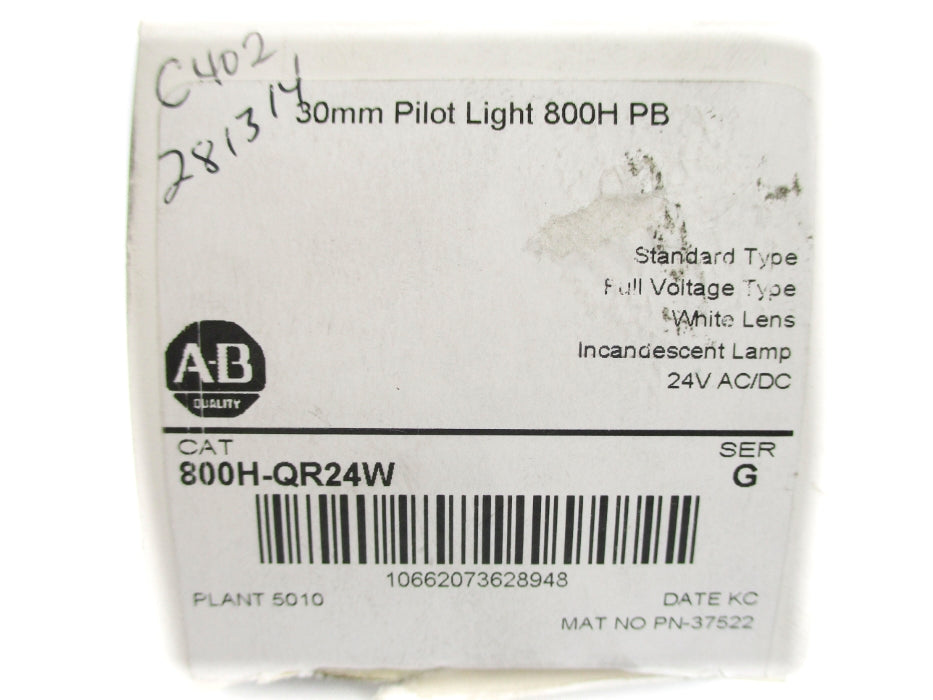 ALLEN BRADLEY 800H-QR24W SER. G (WH) NSMP