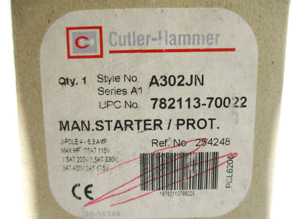 CUTLER HAMMER A302JN SER. A1 4.0-6.3A NSMP