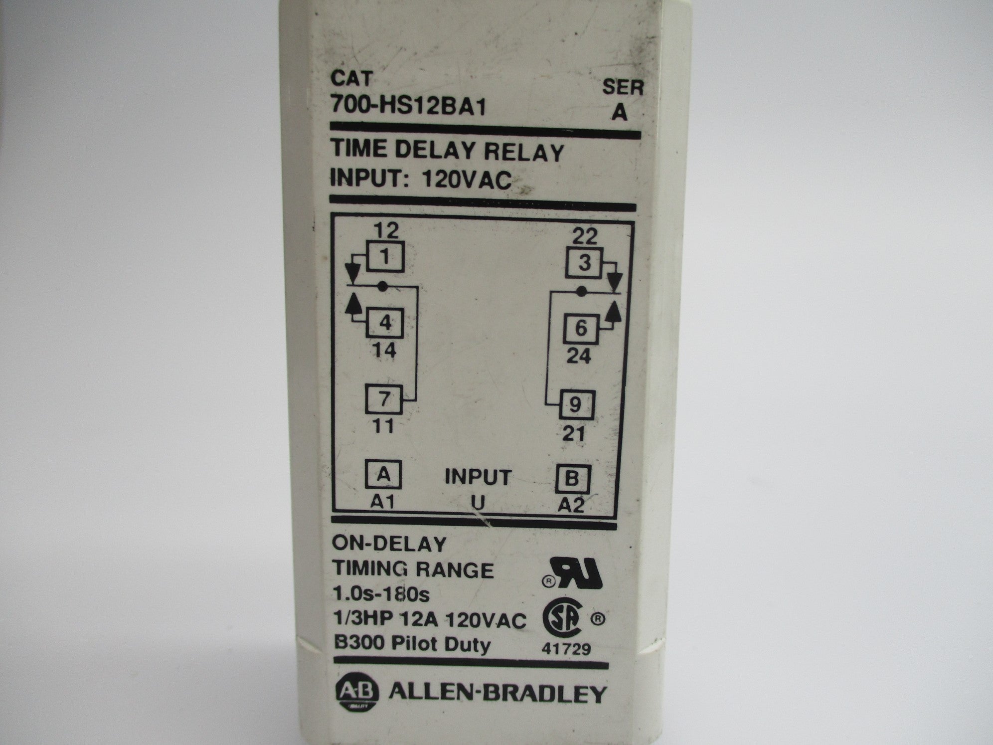 ALLEN BRADLEY 700-HS12BA1 SER. A 120VAC 1.0S-180S UNMP
