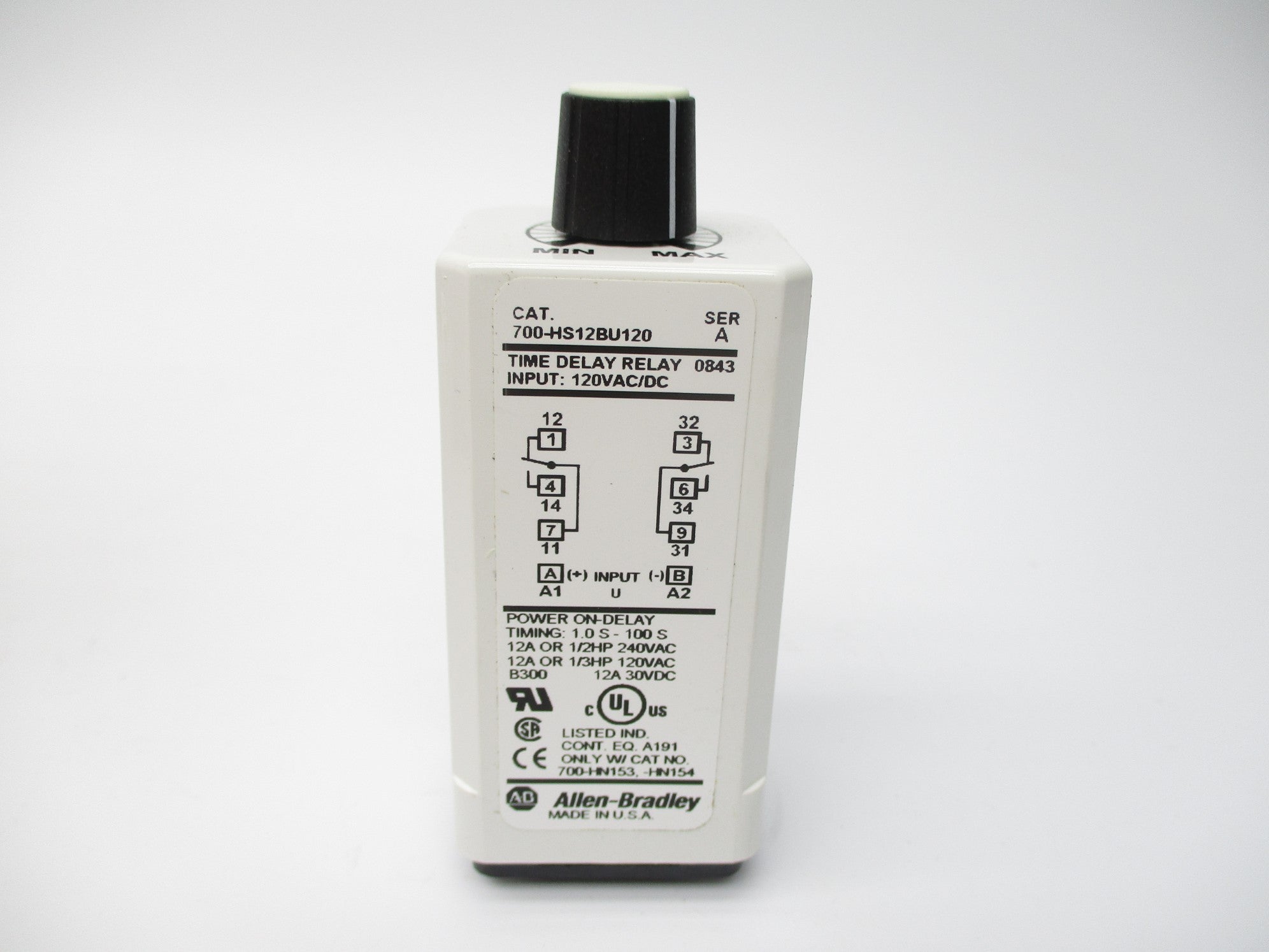ALLEN BRADLEY 700-HS12BU120 SER. A 1.0S-100S 120VAC/DC (WH) NSMP