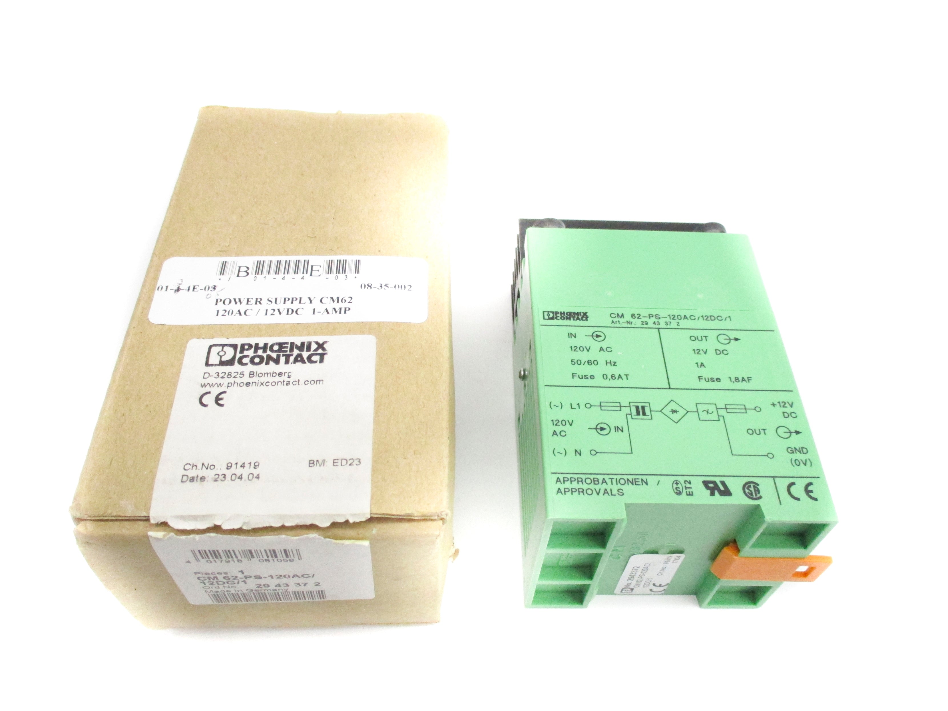 PHOENIX CONTACT CM62-PS-120AC/12DC/1 2943372 120VAC 1A NSMP