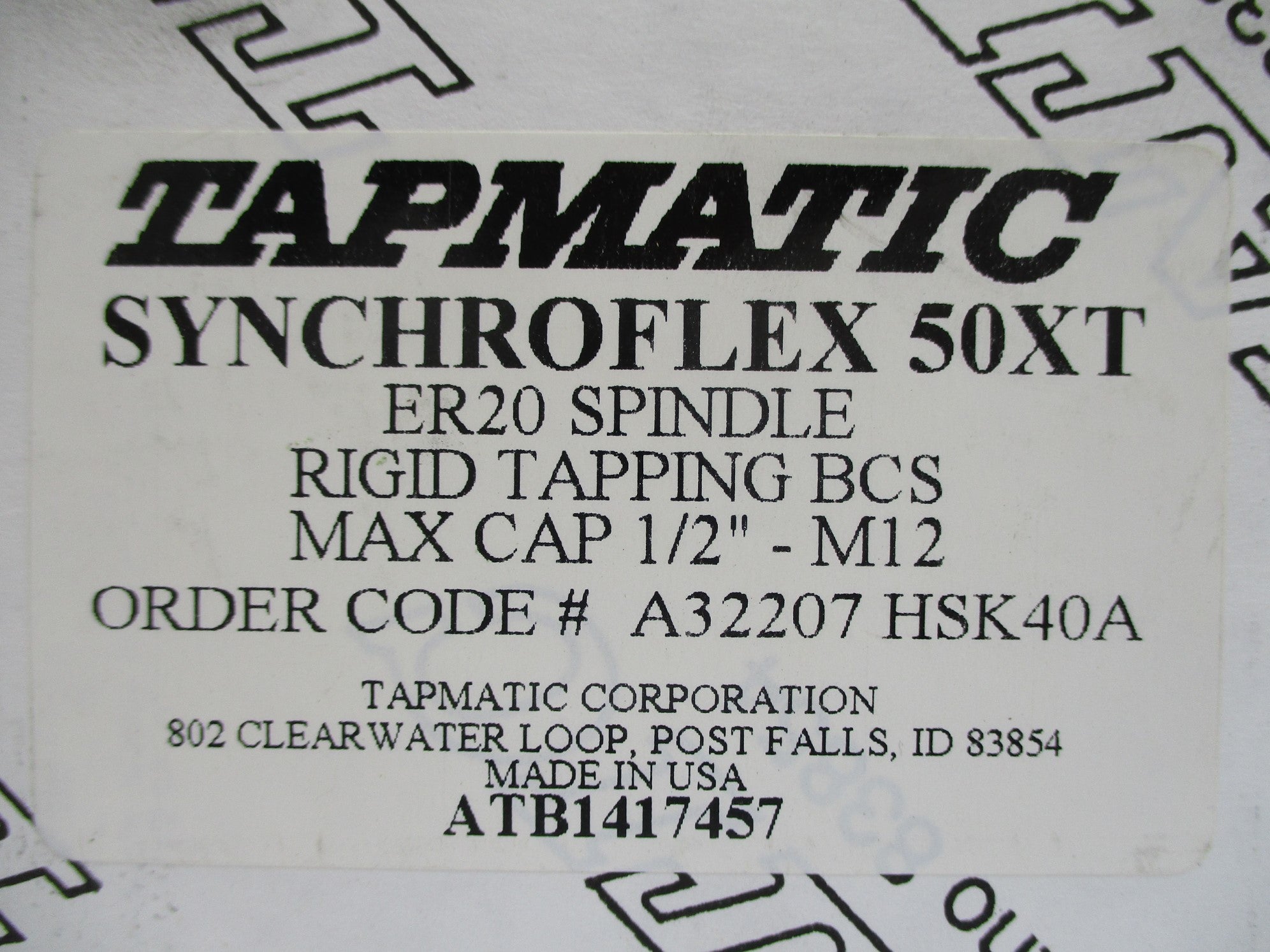 TAPMATIC A32207 SFTXT50 700PSI NSMP