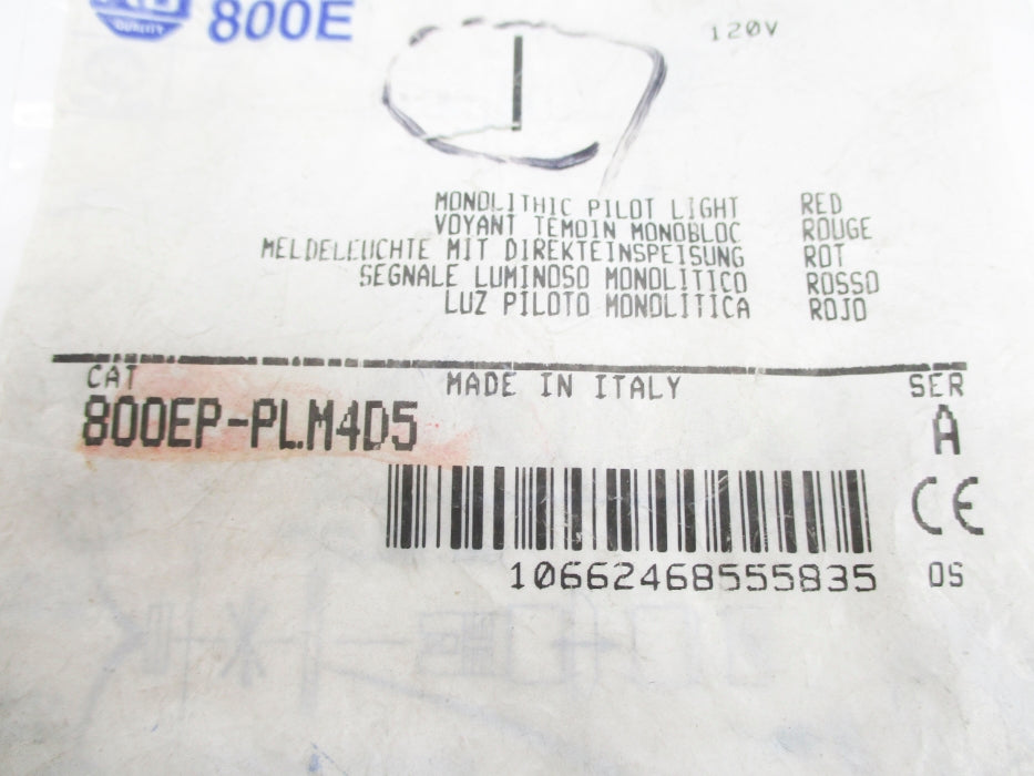 ALLEN BRADLEY 800EP-PLM4D5 SER. A 120V NSMP