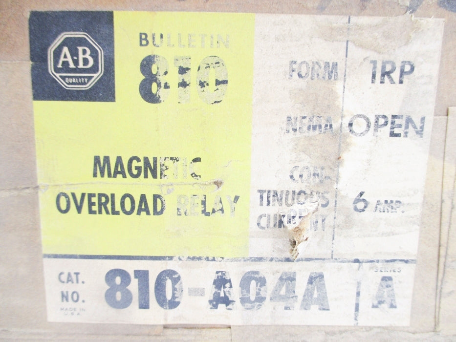 ALLEN BRADLEY 810-A04A SER. A 6A 600V (BR/YL) NSMP