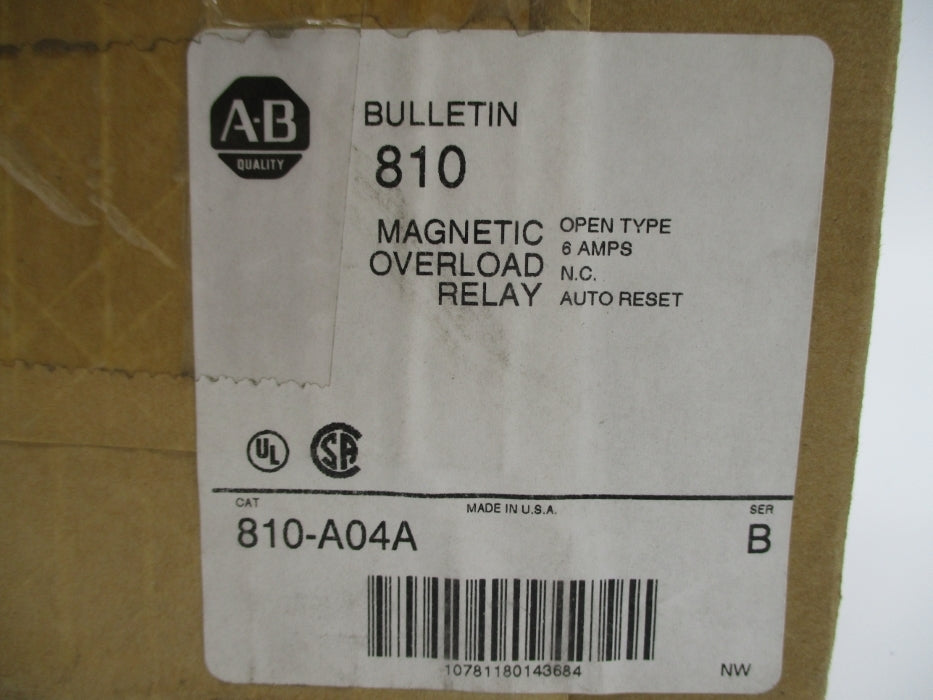 ALLEN BRADLEY 810-A04A SER. B 6A (BR/WH) NSMP