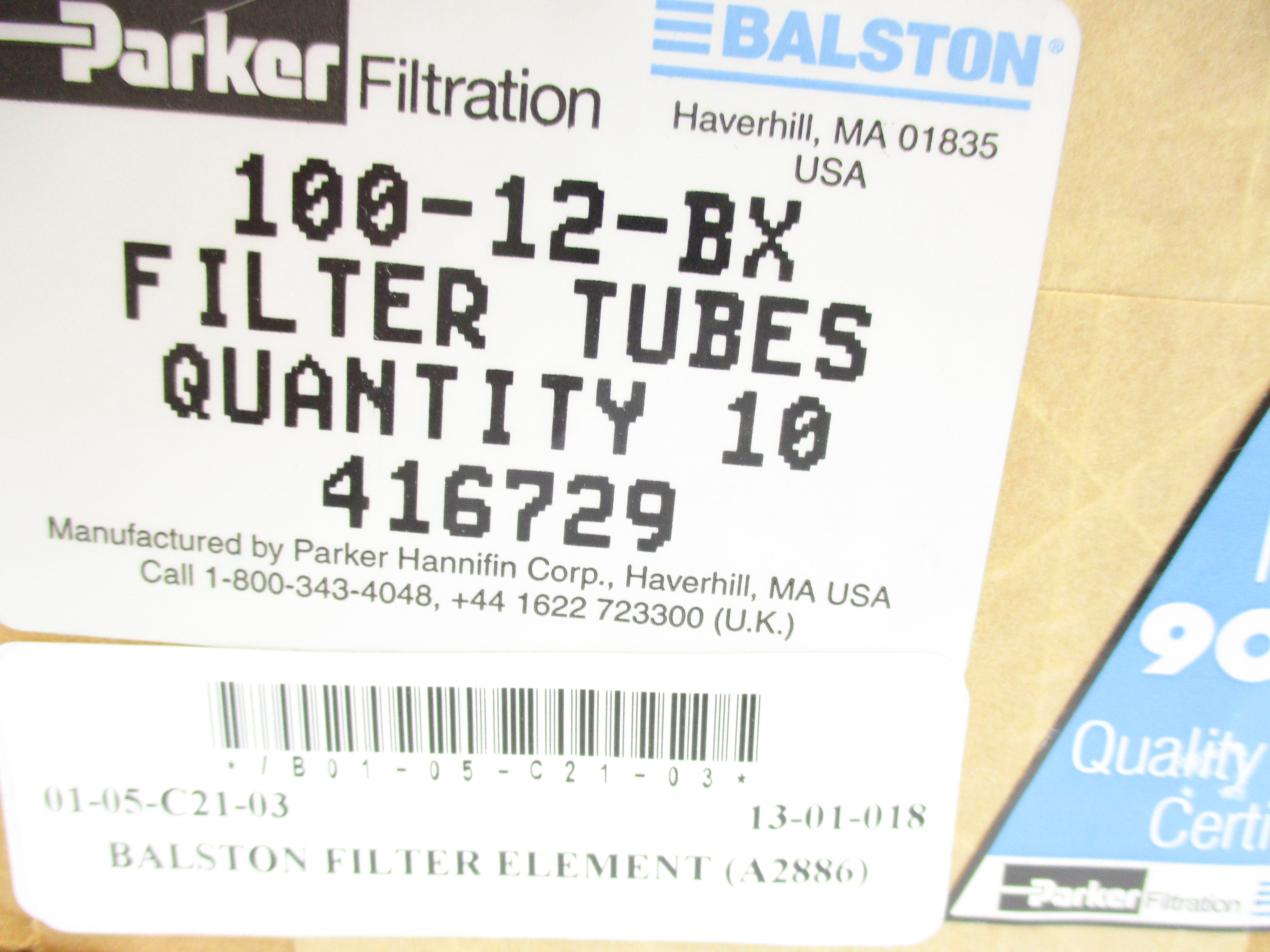 BALSTON PARKER 100-12-BX (PKG OF 10) NSMP