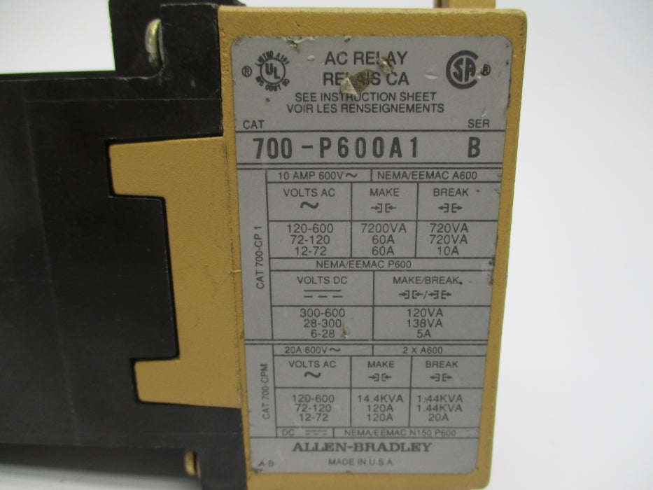 INDUSTRIAL SPARE PART 700-P600A1 SER. B 110/115-120V UNMP