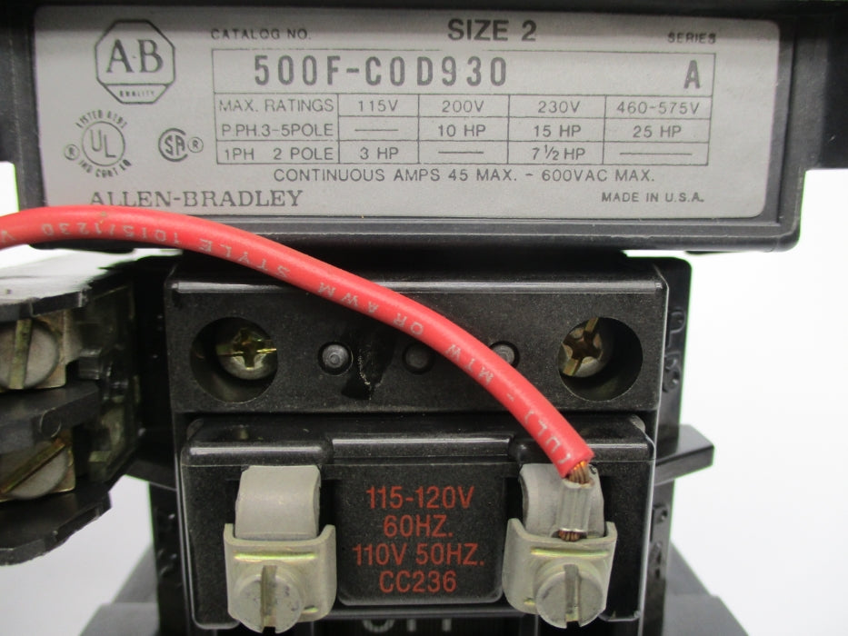 ALLEN BRADLEY 500F-COD930 SER. A 110/115-120V NSNP