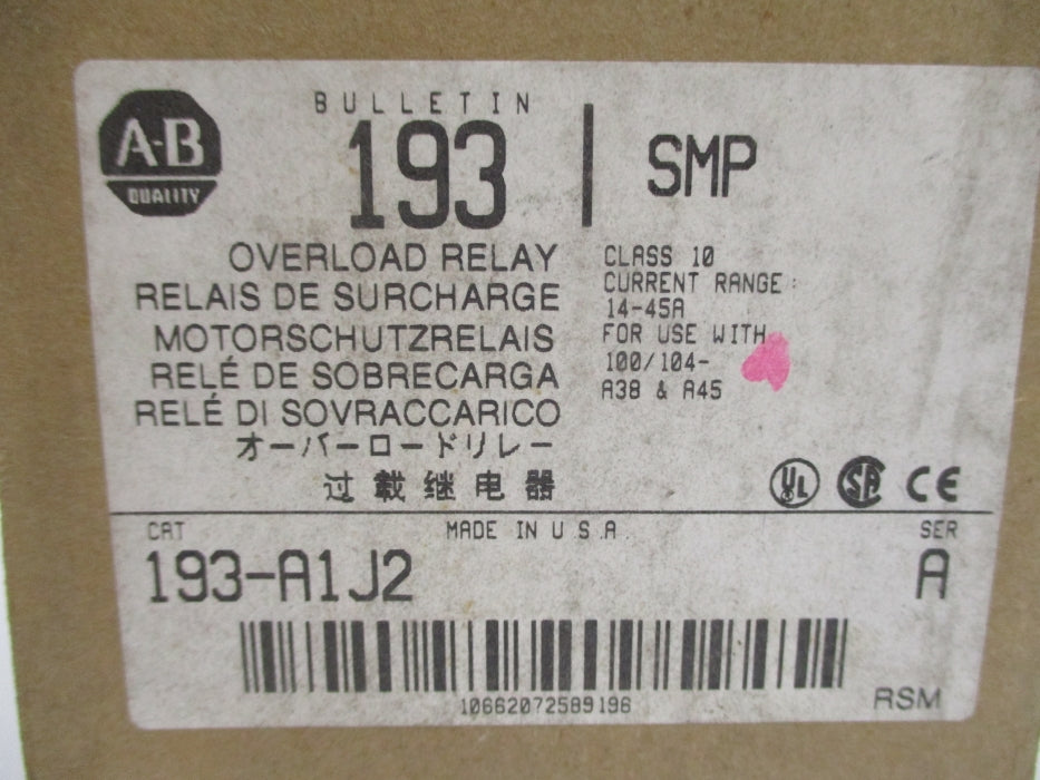 ALLEN BRADLEY 193-A1J2 SER. A 14-45A (BR/WH) NSMP