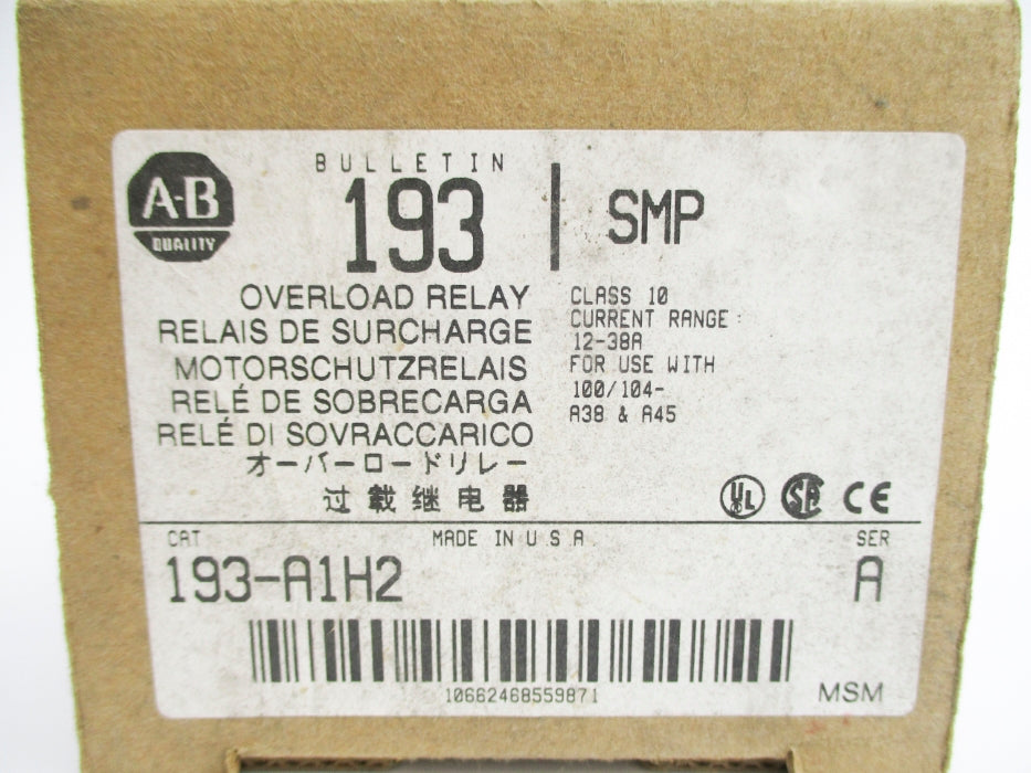 INDUSTRIAL SPARE PART 193-A1H2 SER. A 12-38A (BR/WH) NSMP