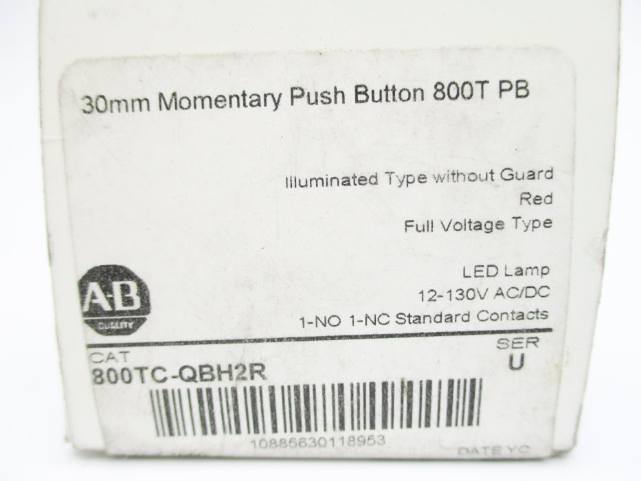 ALLEN BRADLEY 800TC-QBH2R SER. U (WH) NSMP