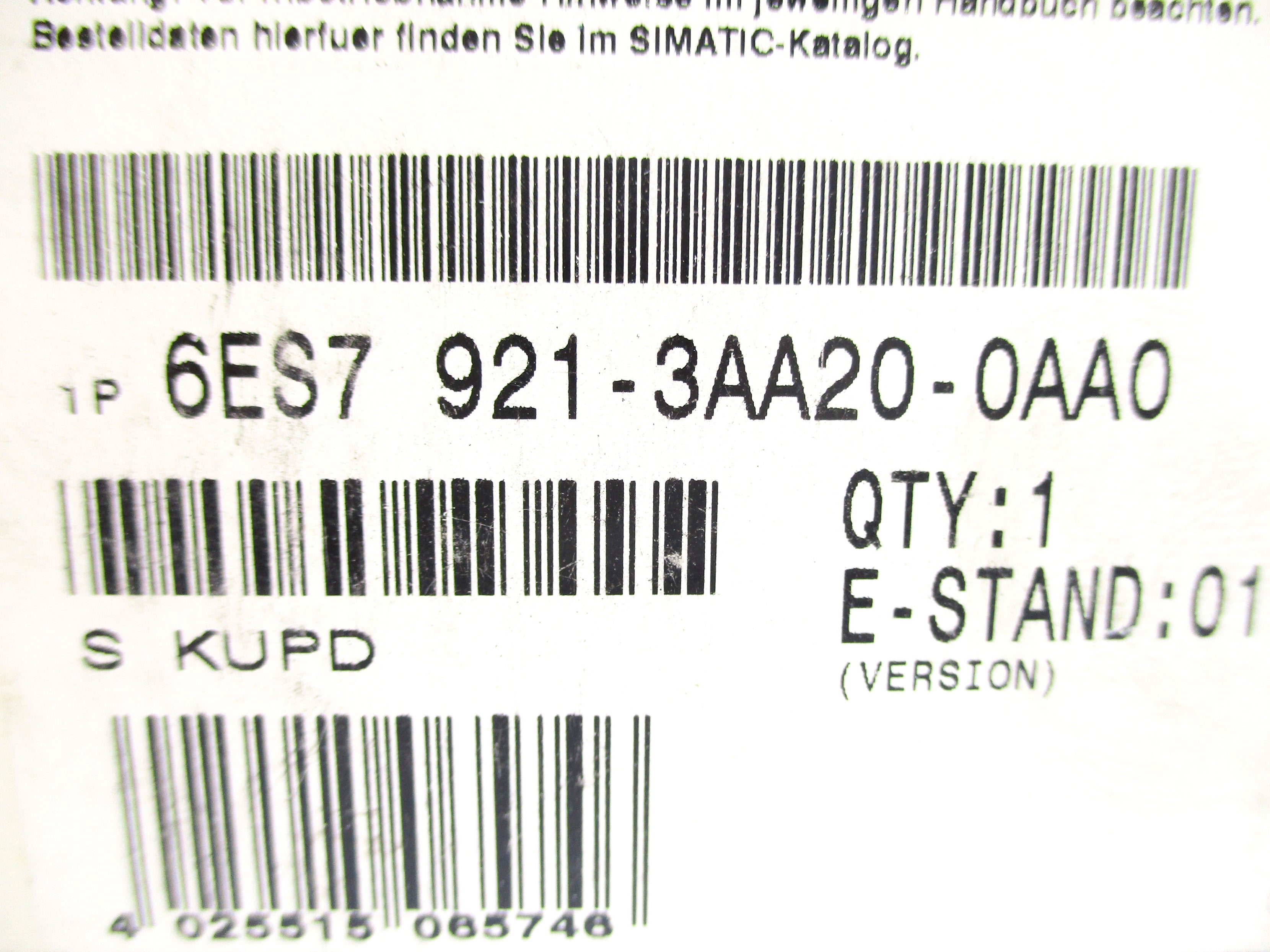 SIEMENS 6ES7921-3AA20-0AA0 NSMP