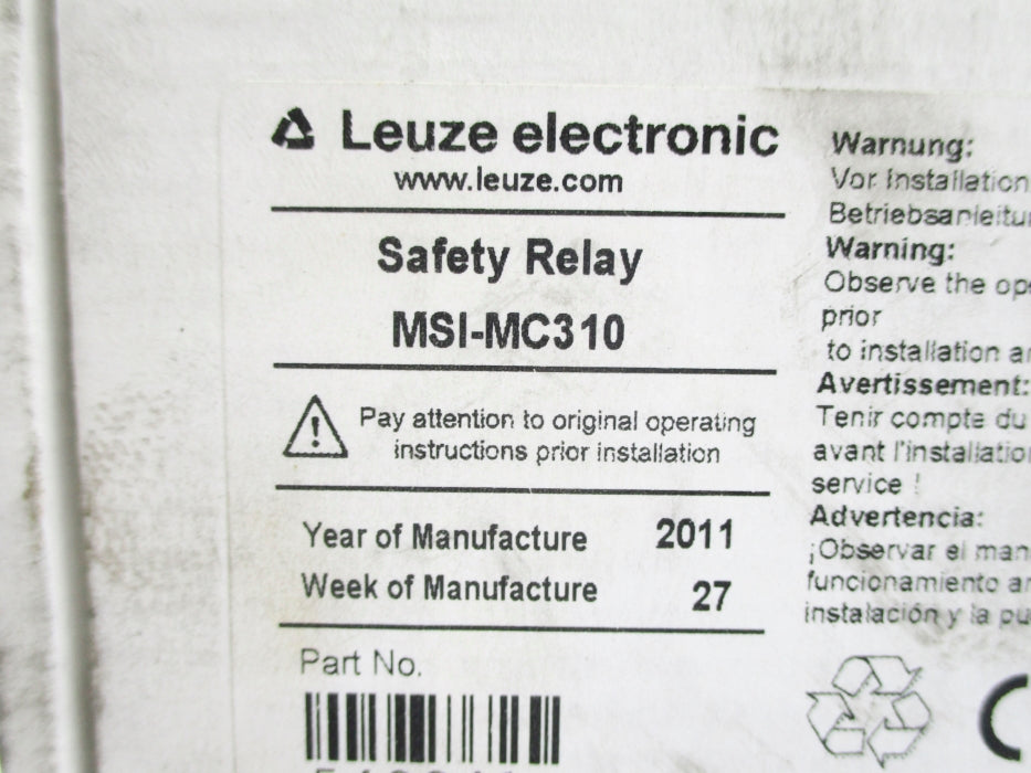 LEUZE ELECTRONIC MSI-MC310 549941 24VDC 3A NSMP