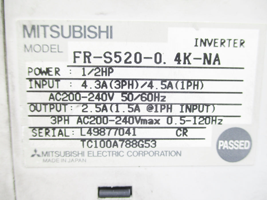 MITSUBISHI FR-S520-0.4K-NA UNMP