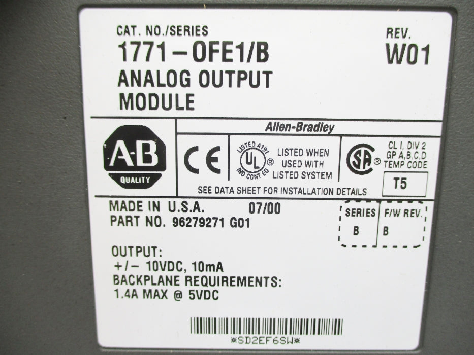 ALLEN BRADLEY 1771-OFE1 SER. B F/W B (AS PICTURED) UNMP