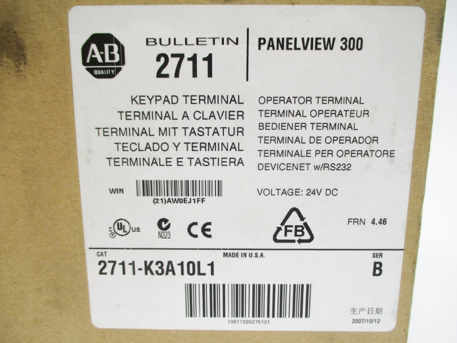 INDUSTRIAL SPARE PART 2711-K3A10L1 SER. B F/W 4.46 NSMP