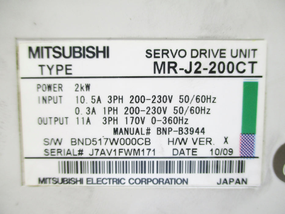 MITSUBISHI MR-J2-200CT UNMP