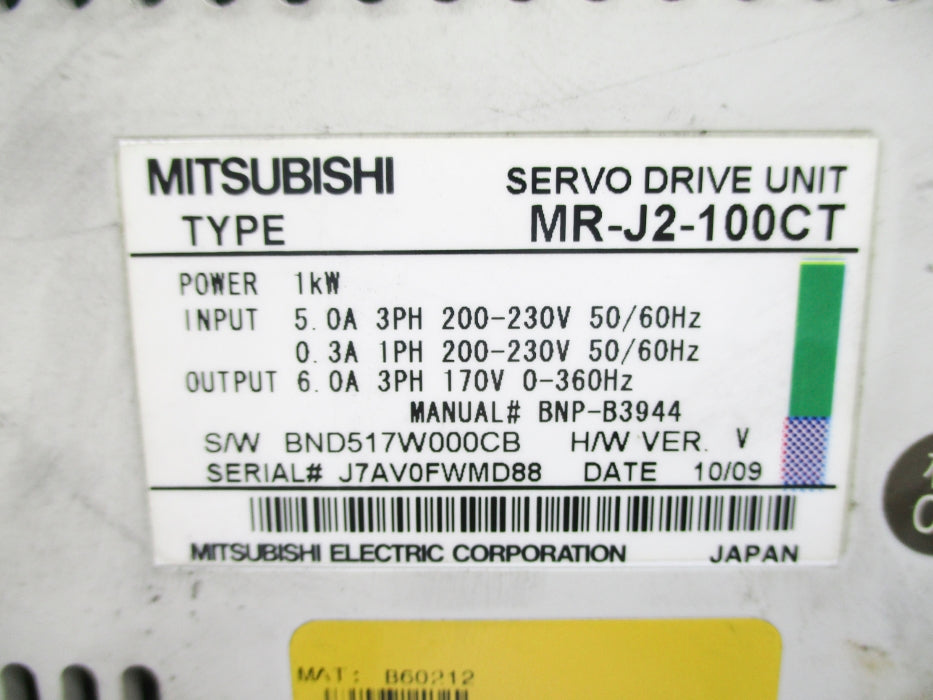 MITSUBISHI MR-J2-100CT UNMP