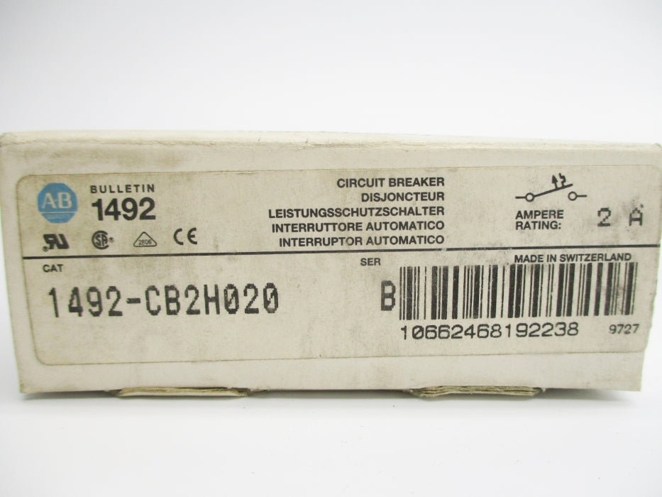 ALLEN BRADLEY 1492-CB2H020 SER. B 2A 480V NSMP