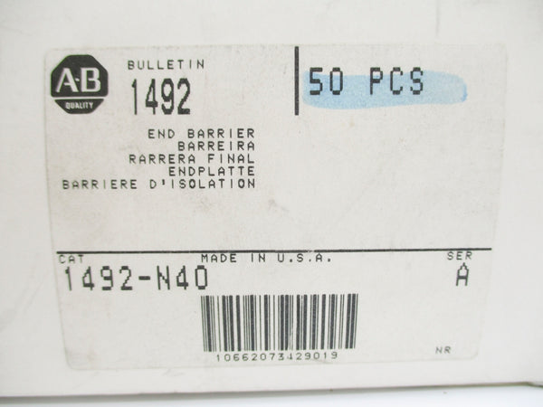 ALLEN BRADLEY 1492-N40 SER. A (PKG OF 50) (GY/BL) NSMP