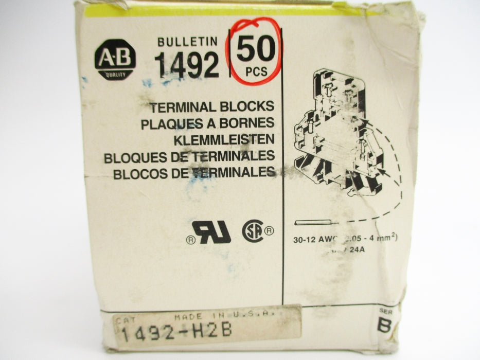 ALLEN BRADLEY 1492-H2B SER. B (PKG OF 50) (BK/YL) NSMP