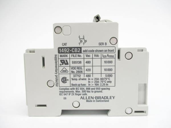 ALLEN BRADLEY 1492-CB2G005 SER. B 0.5A 480V NSMP