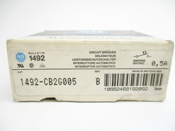 ALLEN BRADLEY 1492-CB2G005 SER. B 0.5A 480V NSMP