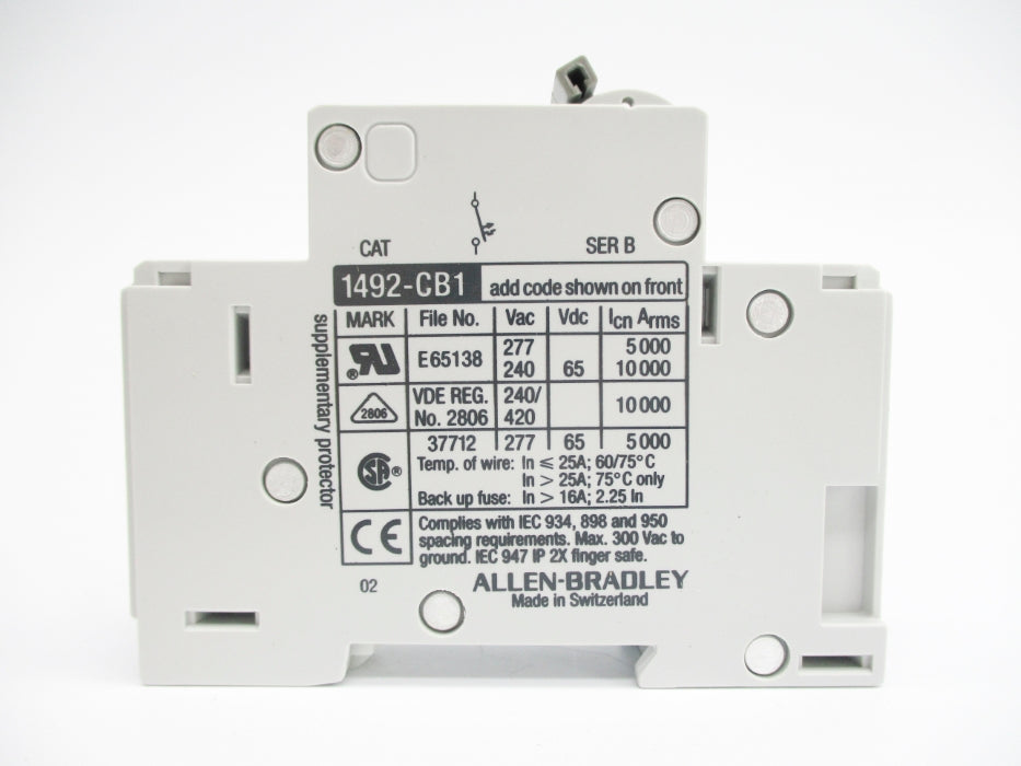 ALLEN BRADLEY 1492-CB1G250 SER. B 277VAC 25A NSMP