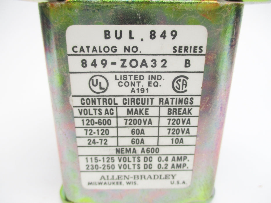 INDUSTRIAL SPARE PART 849-ZOA32 SER. B 220/240V UNMP