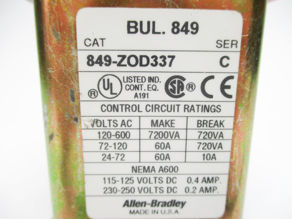 INDUSTRIAL SPARE PART 849-ZOD337 SER. C 110/120V 60A NSNP