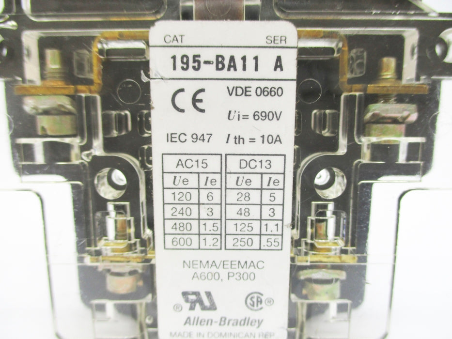INDUSTRIAL SPARE PART 195-BA11 SER. A 600VAC 1.2A NSNP