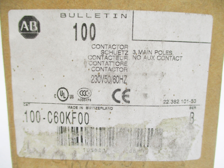 ALLEN BRADLEY 100-C60KF00 SER. B 230V (BR/WH) NSMP