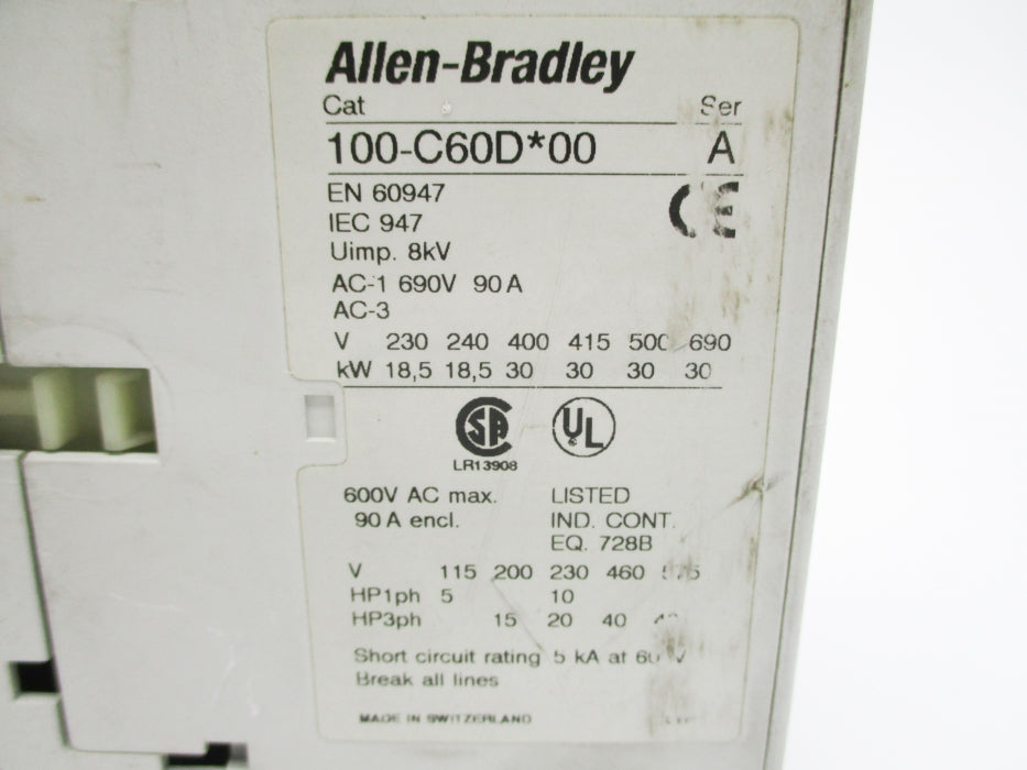 ALLEN BRADLEY 100-C60DJ00 SER. A 24VDC (AS PICTURED) NSNP