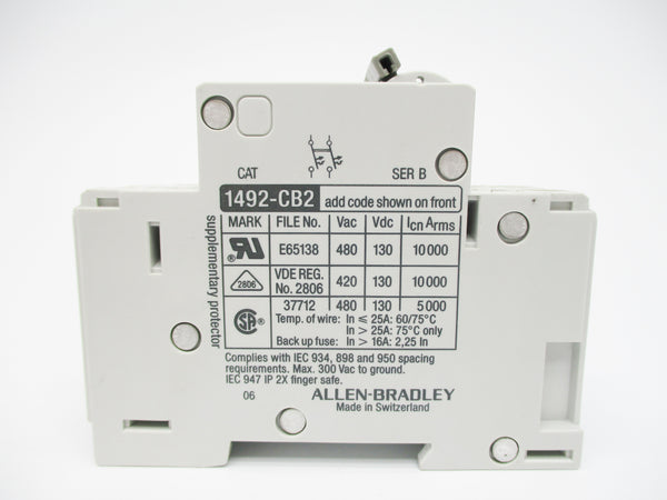 ALLEN BRADLEY 1492-CB2G010 SER. B 480V 1A NSNP