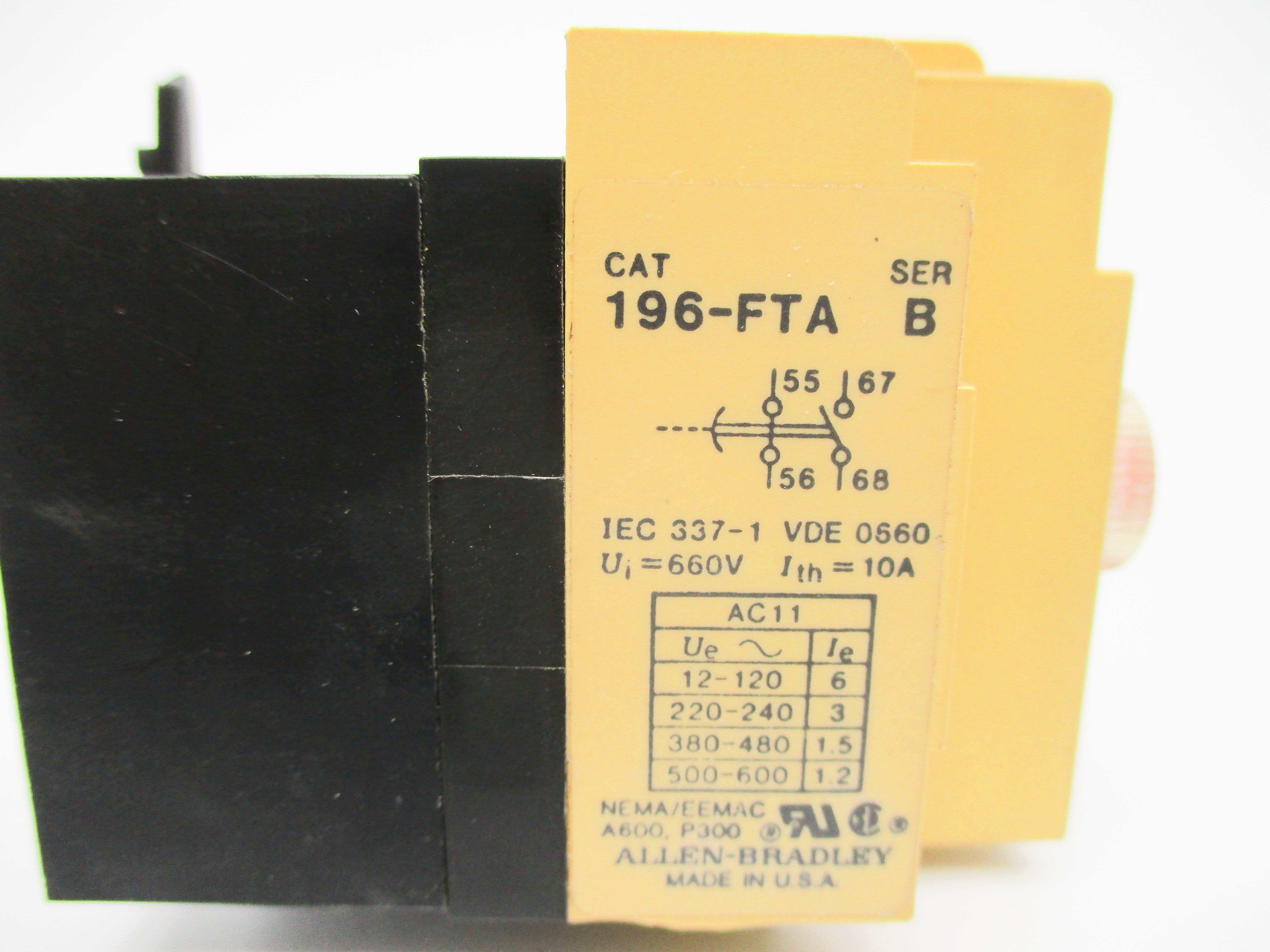 ALLEN BRADLEY 196-FTA SER. B 600V 1.2A 0.1-180S NSNP