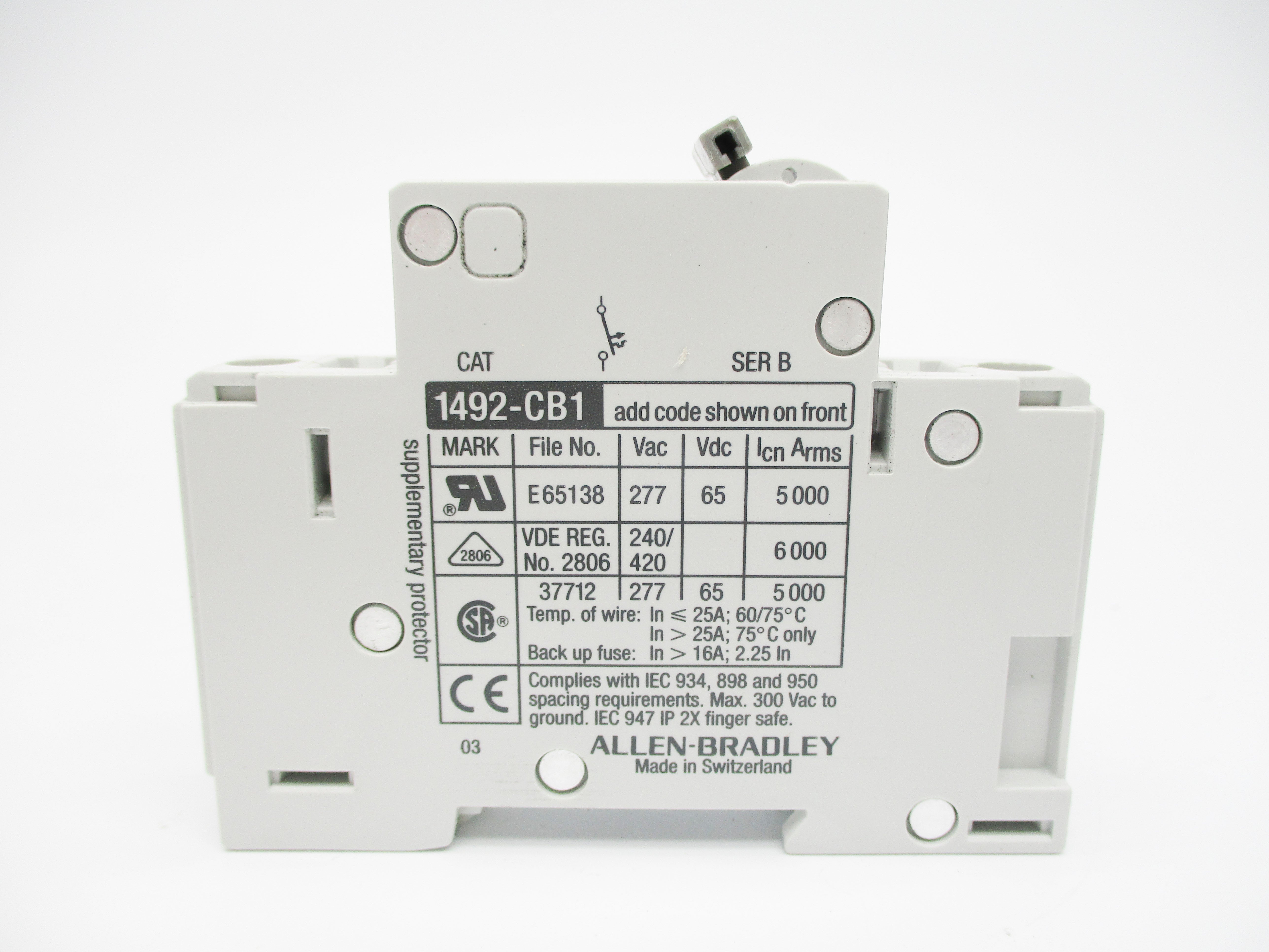 ALLEN BRADLEY 1492-CB1H300 SER. B 30A 277V NSMP