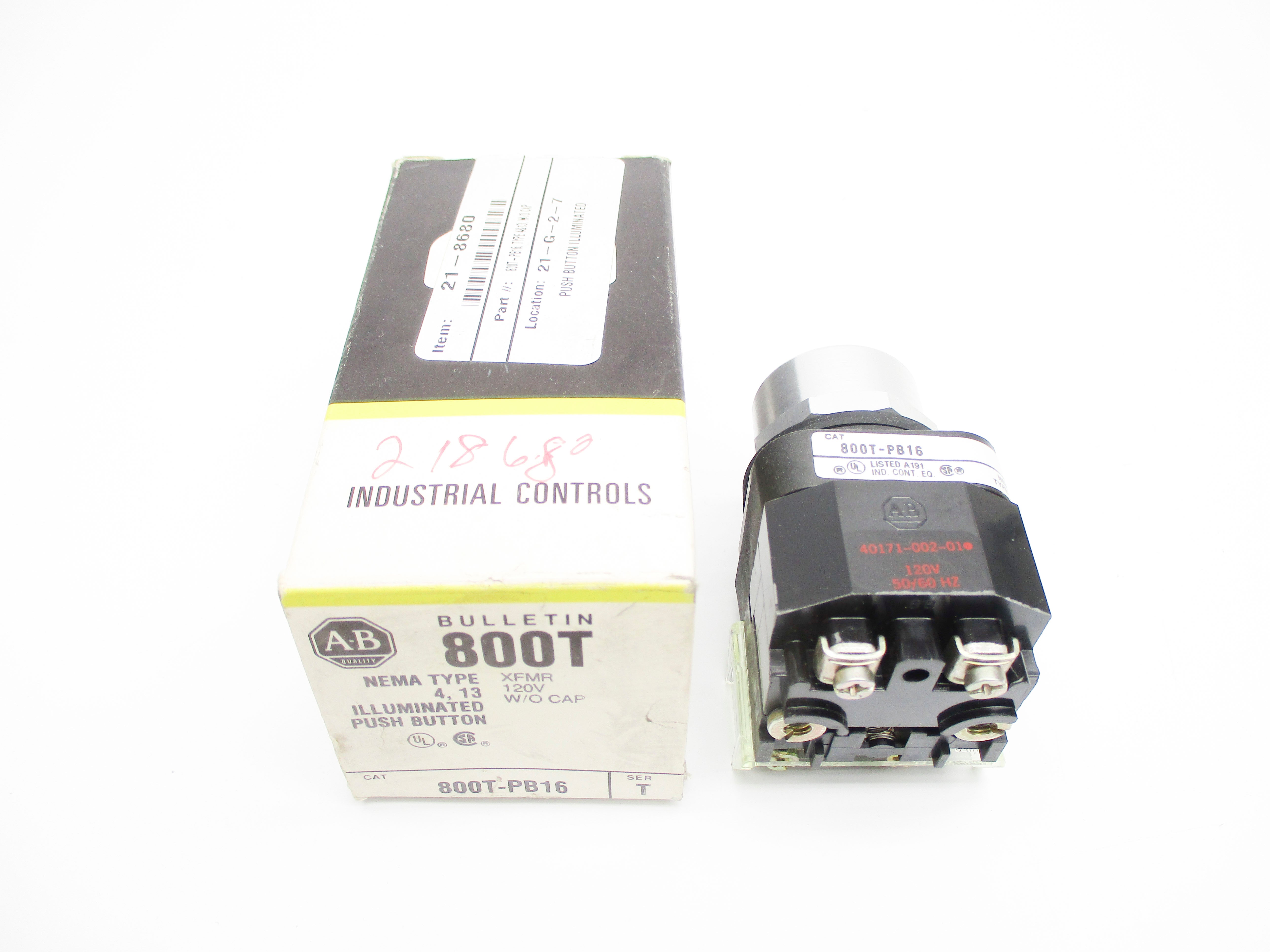 ALLEN BRADLEY 800T-PB16 SER. T 120V (BK/YL) NSMP