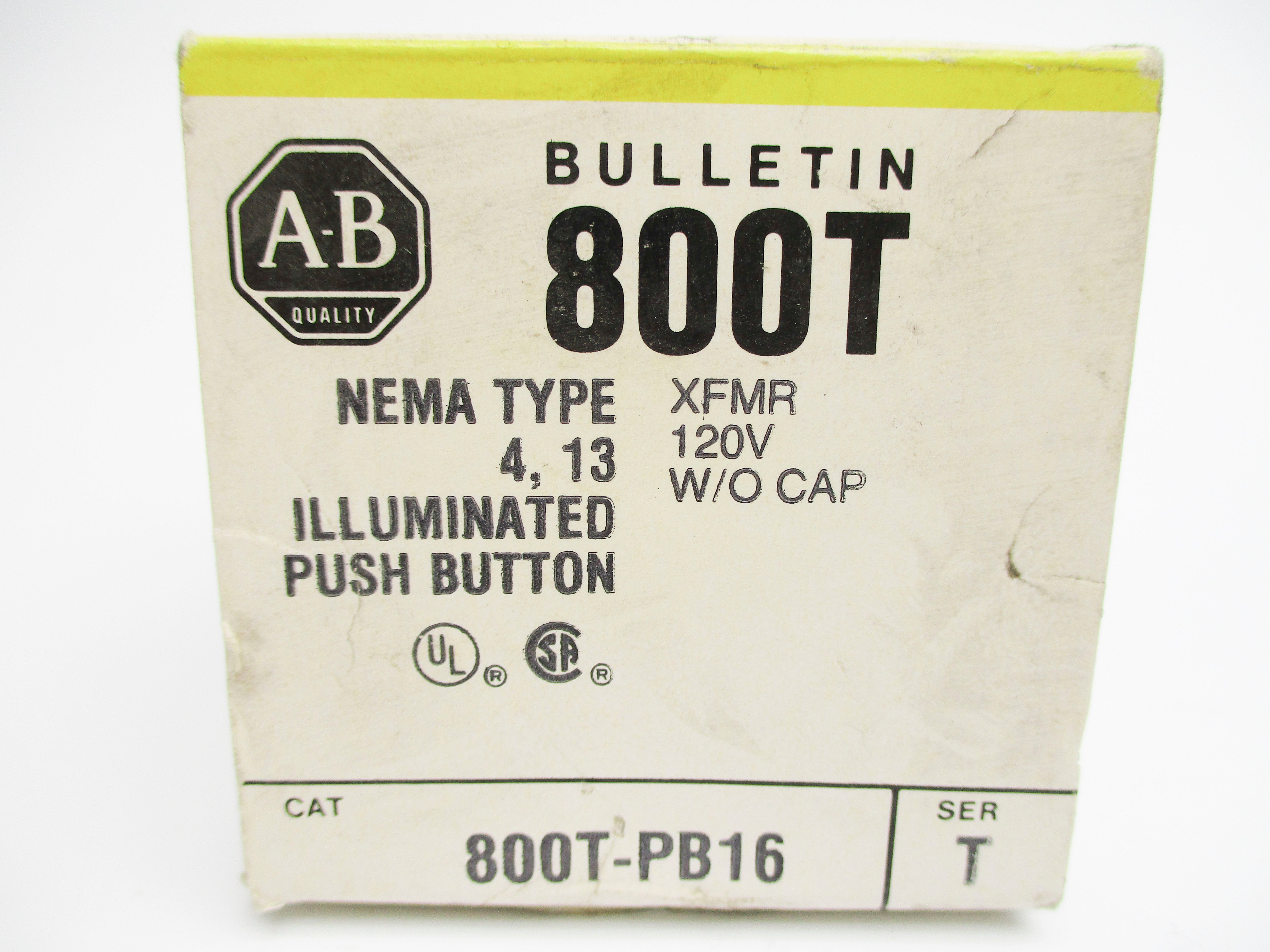 ALLEN BRADLEY 800T-PB16 SER. T 120V (BK/YL) NSMP