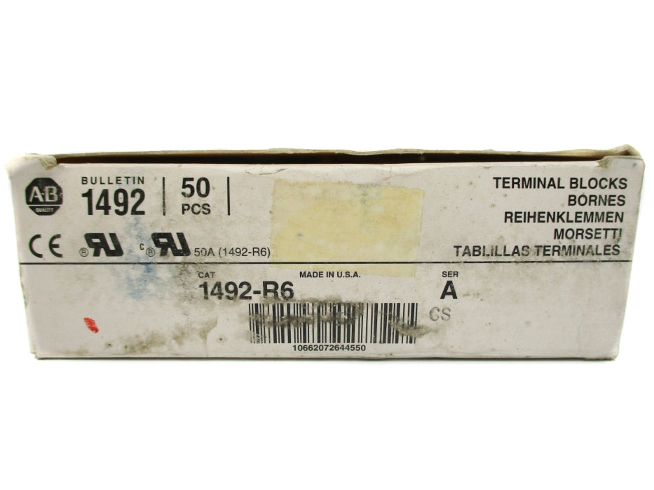 ALLEN BRADLEY 1492-R6 SER. A 50A (PKG OF 50) (GY/BL) NSMP