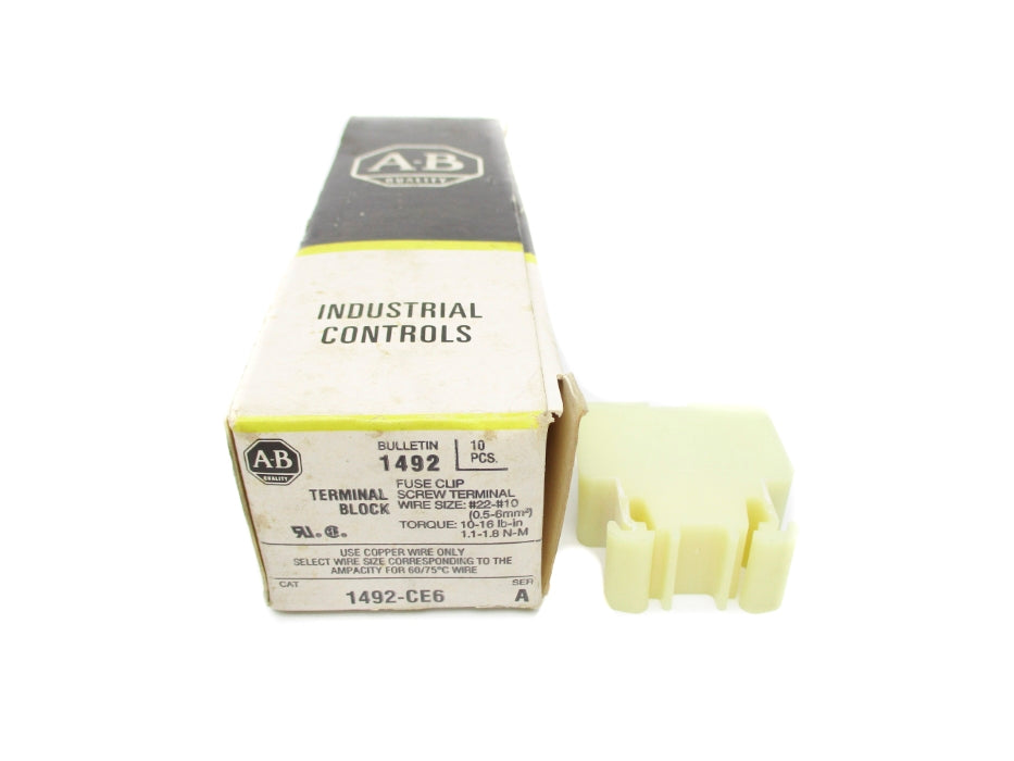 ALLEN BRADLEY 1492-CE6 SER. A 600V 10A (PKG OF 10) (BK/YL) NSMP