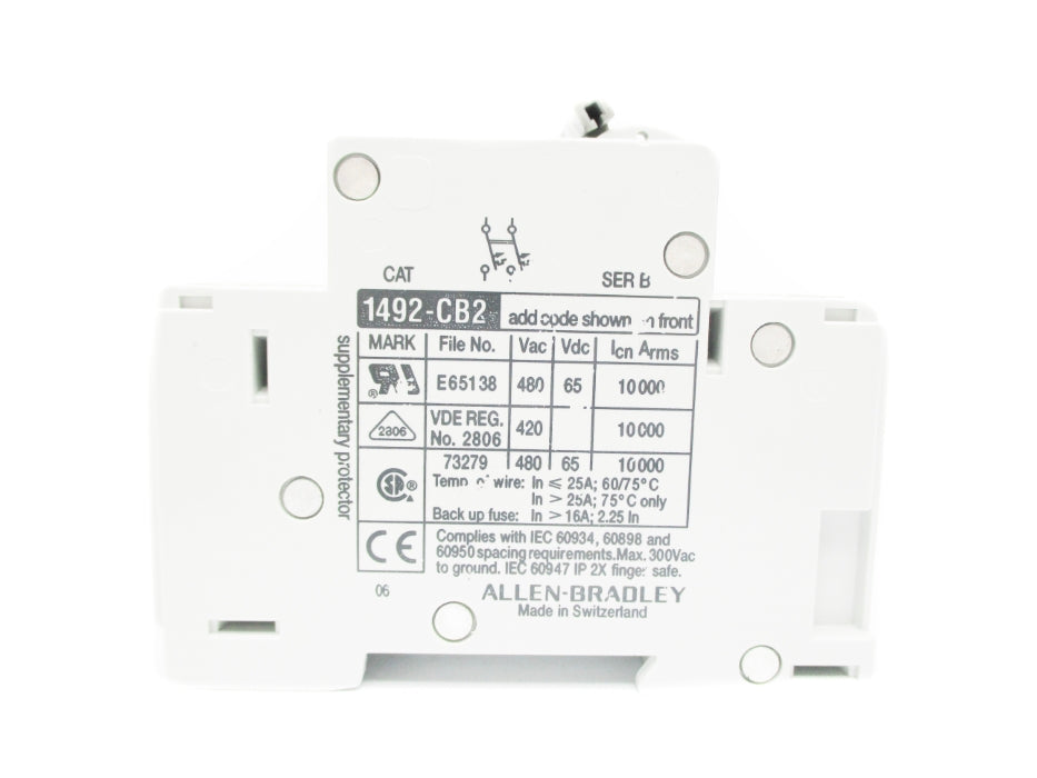 ALLEN BRADLEY 1492-CB2G150 SER. B 480VAC 15A NSMP