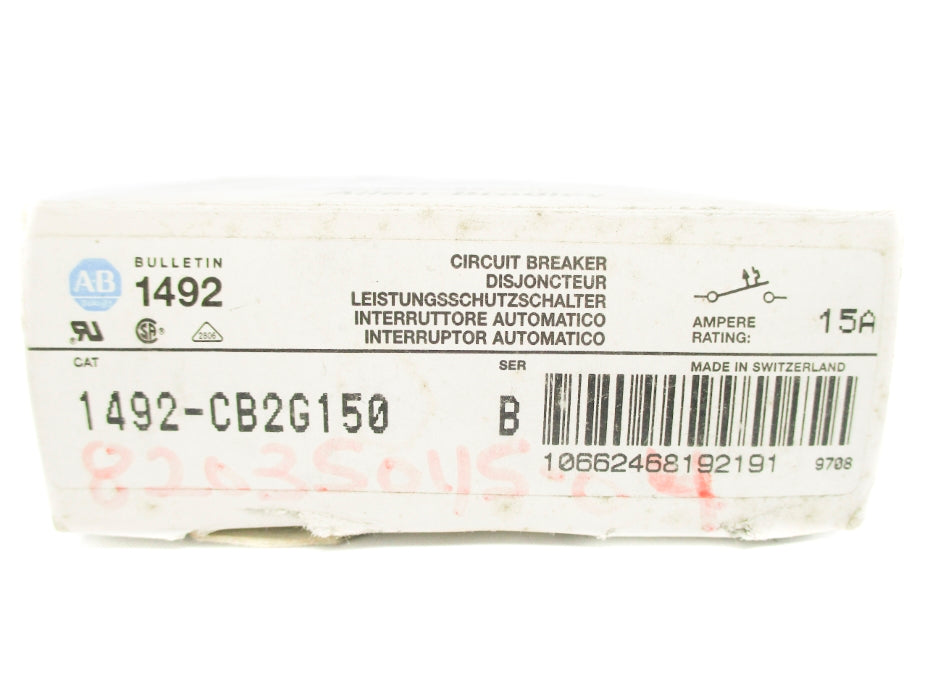ALLEN BRADLEY 1492-CB2G150 SER. B 480VAC 15A NSMP