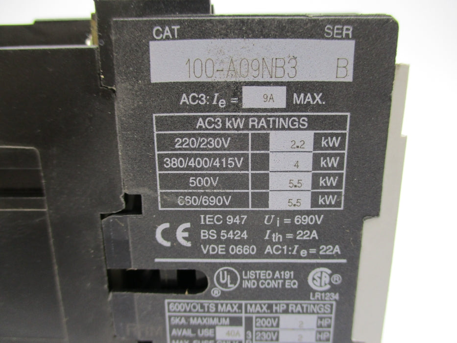 ALLEN BRADLEY 100-A09NB3 SER. B 440/480V UNMP