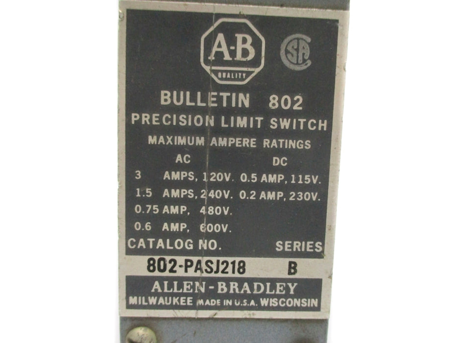 INDUSTRIAL SPARE PART 802-PASJ218 SER. B UNMP