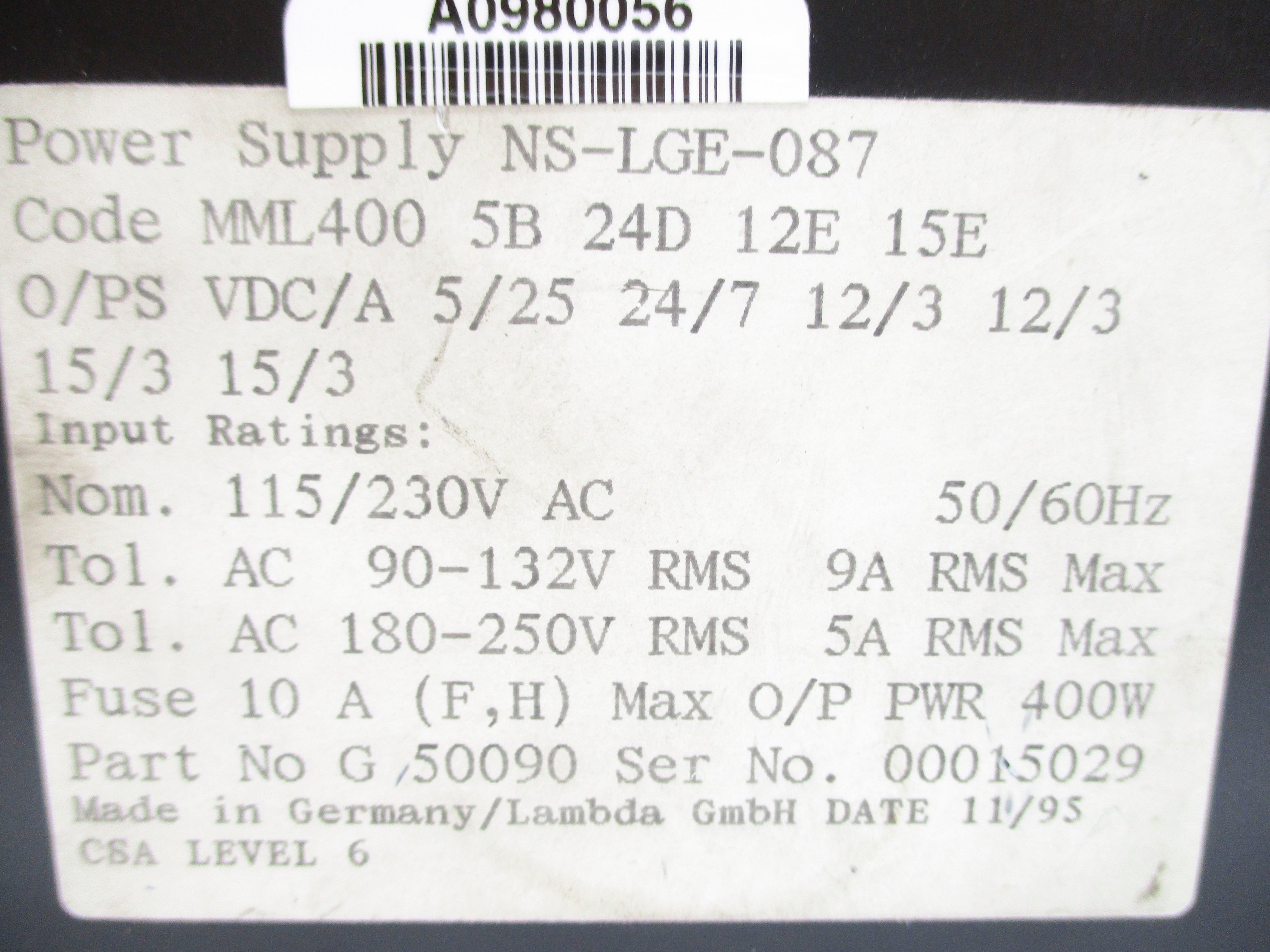 OMEGA NS-LGE-087 MML400 NSNP