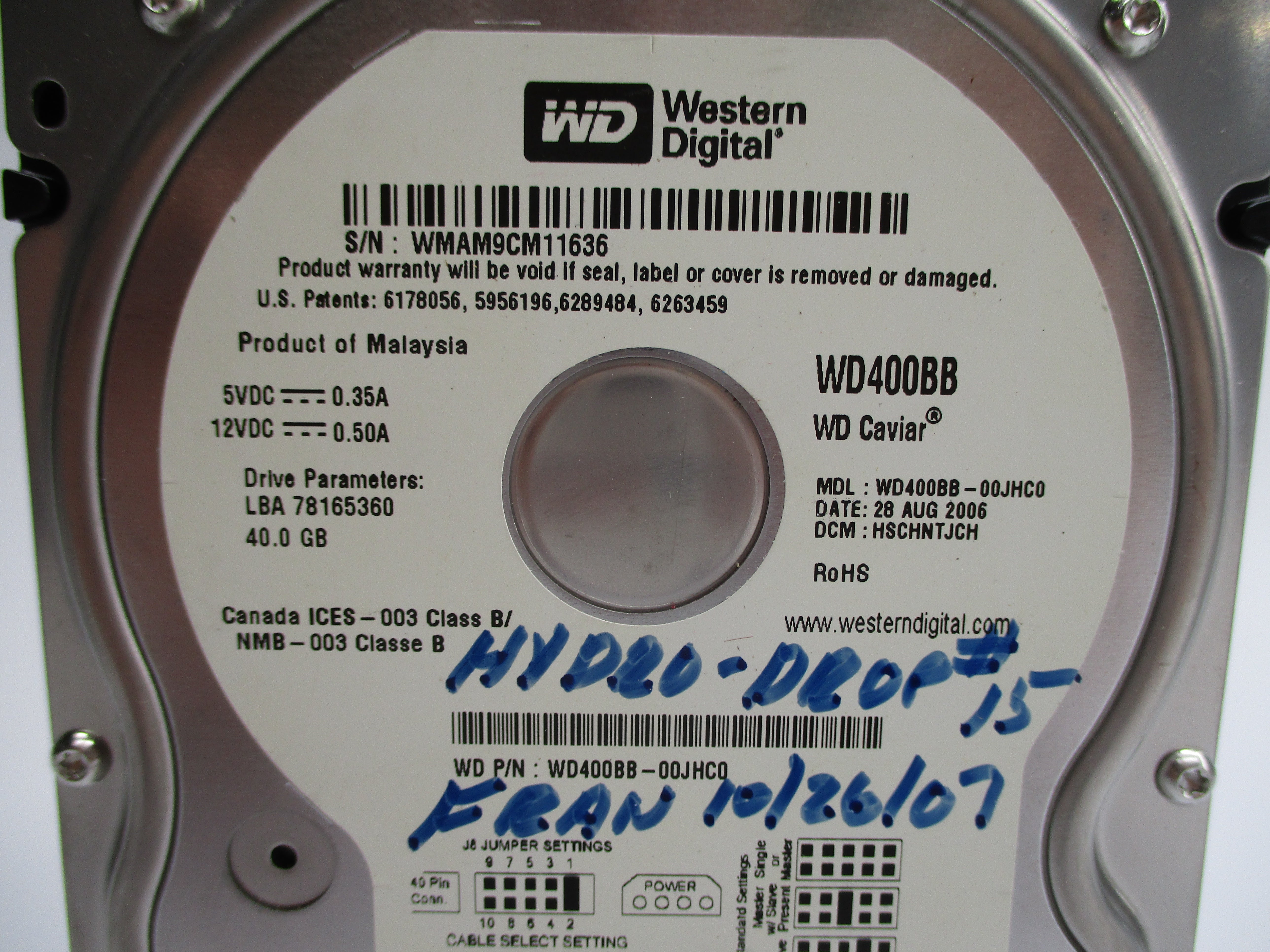 WESTERN DIGITAL WD400BB-00JHC0 NSNP