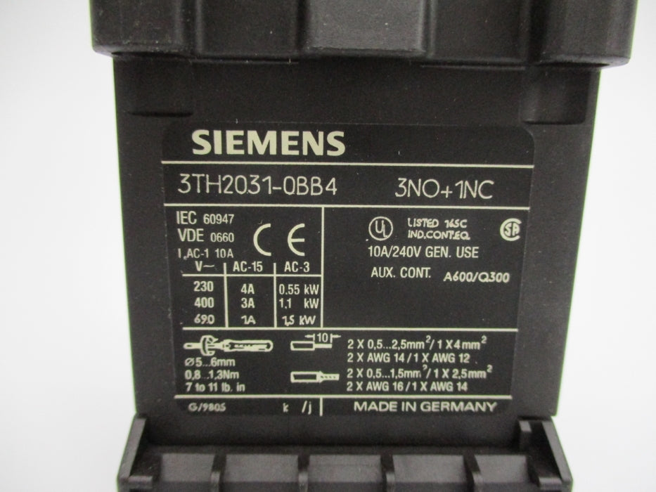 SIEMENS 3TH2031-0BB4 24VDC NSNP